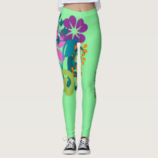 Legging Verde Brilhante e Floral multicolorido brilhante