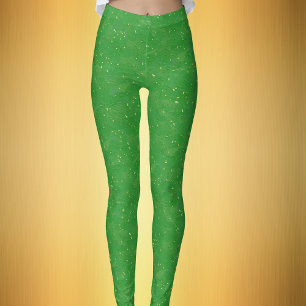 Legging Verde Brilhante Festivo coberto em Pequenas Flecha