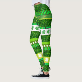 Legging Verde brilhante, Shamrock, trevo Dia do Patrick