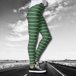 Legging Verde Caçador e Branco fino horizontal