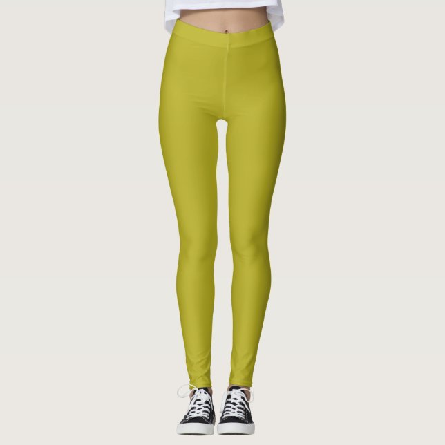 Legging Verde Chartreuse Simples Cor Sólida Plana (Frente)