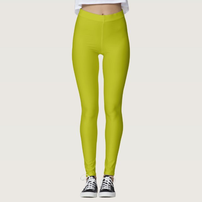 Legging Verde Chartreuse Simples Cor Sólida Plana (Frente)