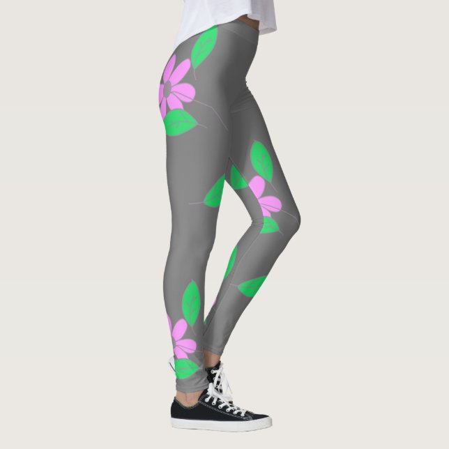 Legging Verde-claro deixa desenho cor-de-rosa da flor (Direita)