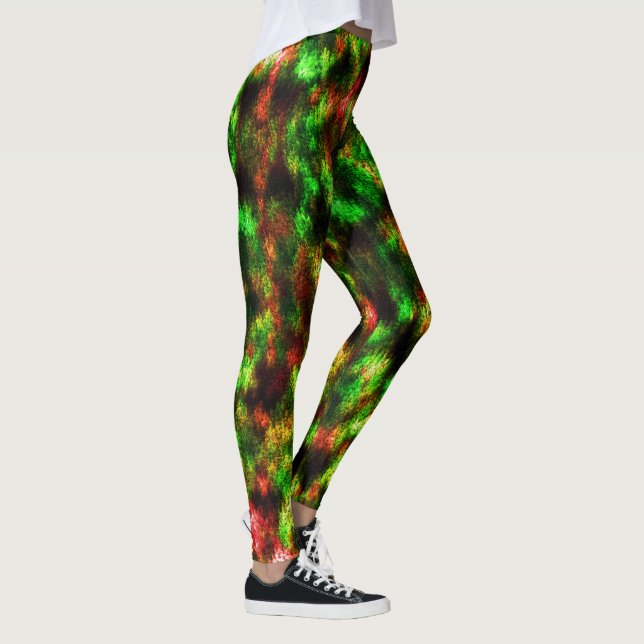 Legging Verde colorido, amarelo a vermelho, com efeito de  (Direita)