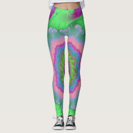 Legging Verde Colorido e Fractal Pêssego