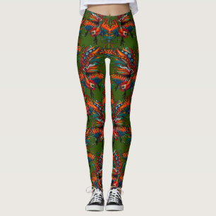 Legging verde da tinta do galo
