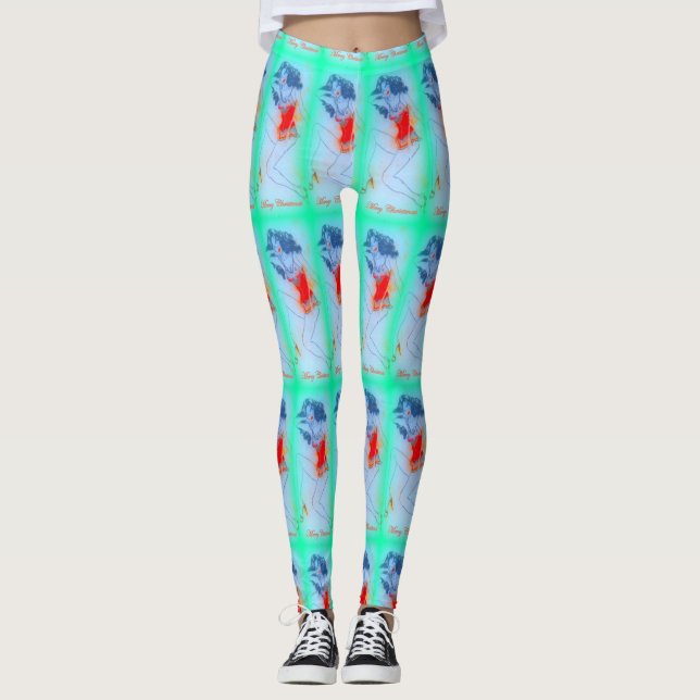 Legging verde de beleza preta (Frente)