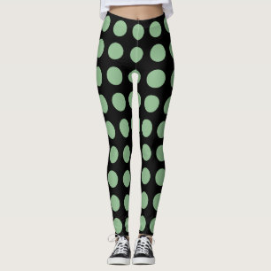 Legging Verde do Mar Negro em Cavalo Grande Negro. Bolinha