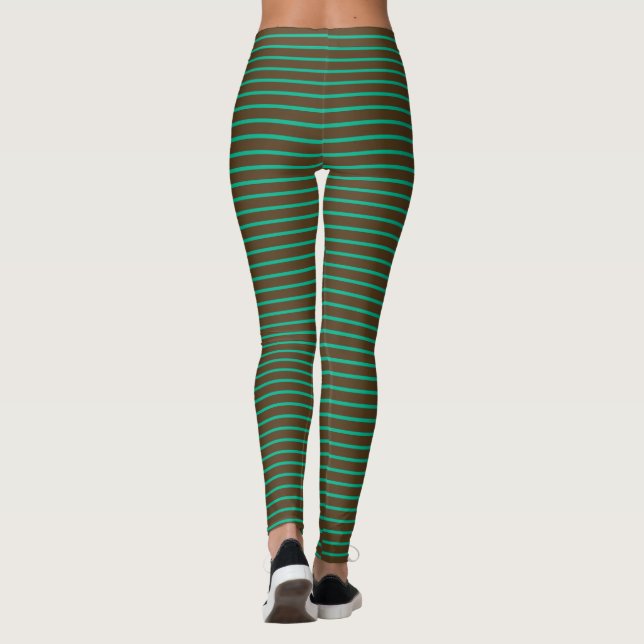 Legging Verde E Castanho Stripados (Verso)