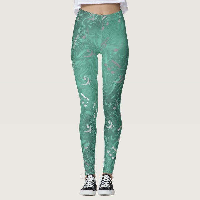legging verde e prata notas elegantes (Frente)
