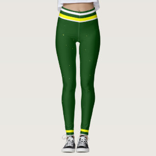 Legging Verde Esportivo Amarelo e Branco