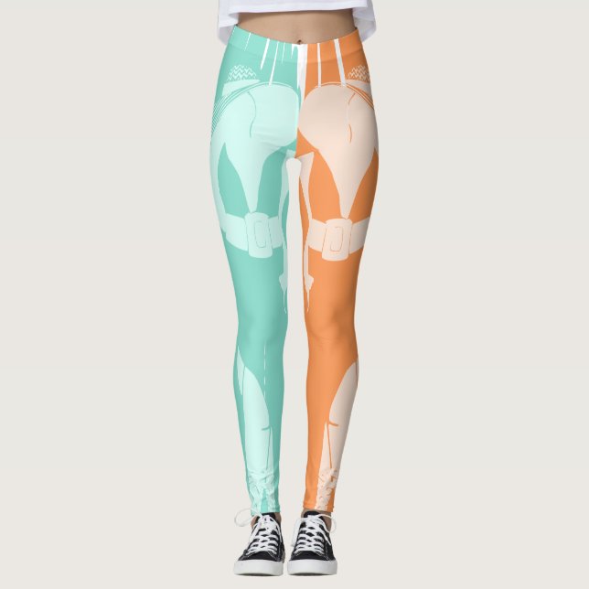 Legging Verde Laranja Sol Vestir Espessa Chic (Frente)