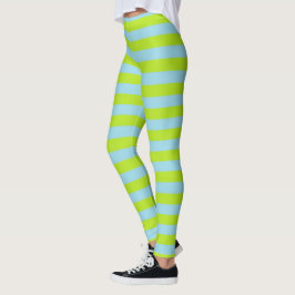 Legging Verde limão e listras azuis Pastel