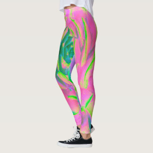 Legging Verde limão e Rosette cor-de-rosa de Sedum do