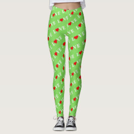 Legging Verde limão Na moda de Motif do Green LOVE