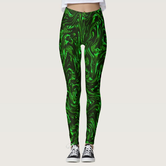 Legging Verde metálico texturizado (Frente)
