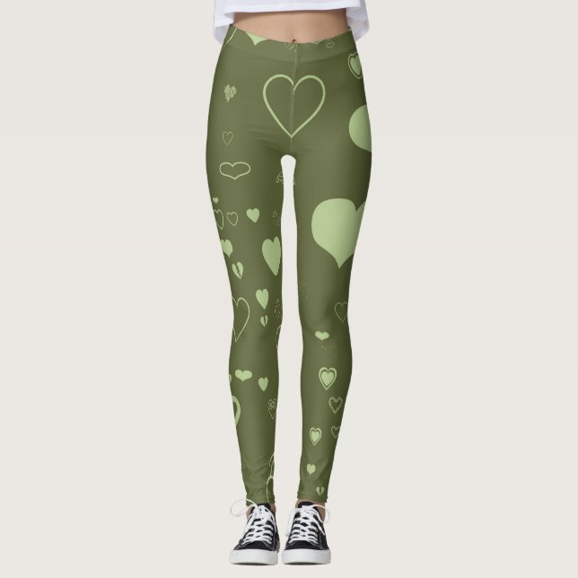 Legging Verde Moderno Coração Bonito (Frente)