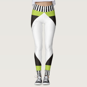 Legging Verde moderno das listras preto e branco