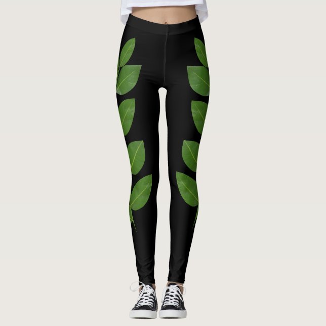 Legging Verde-Moderno deixa preto (Frente)