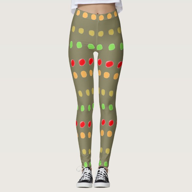 Legging Verde Oleícola Com Pontos De Polca (Frente)