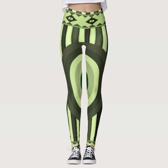legging verde preto feminino (Frente)