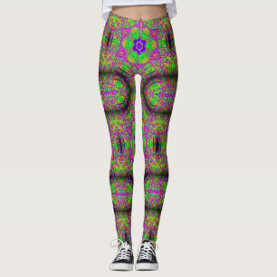 Legging verde psicadélico groovy do hippie dos anos 70