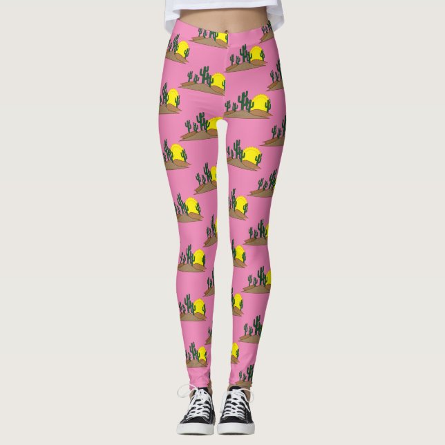 Legging Verde Saguaro Cactus Desert Sunrise Thunder_Cove (Frente)