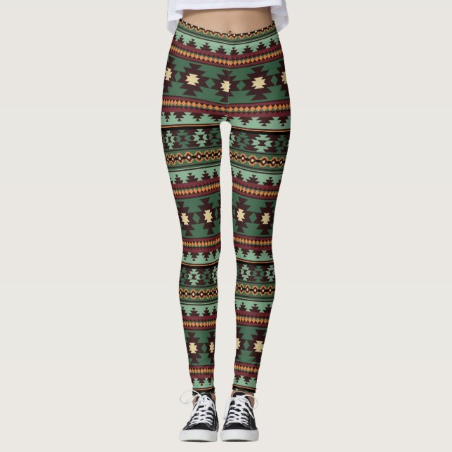 Legging Verde tribal sudoeste (Frente)