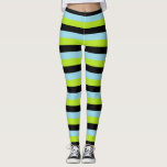 Legging Verdes limões, Estrias Azuis Pretas e Pastel<br><div class="desc">Abstrato digital de listras verdes limões,  pretas e azuis pastel.</div>