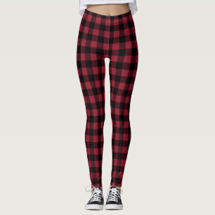 Legging Verificação de Buffalo Preto e Vermelho