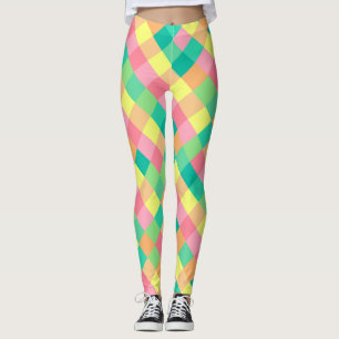 Legging Verificação Pastel do primavera colorido