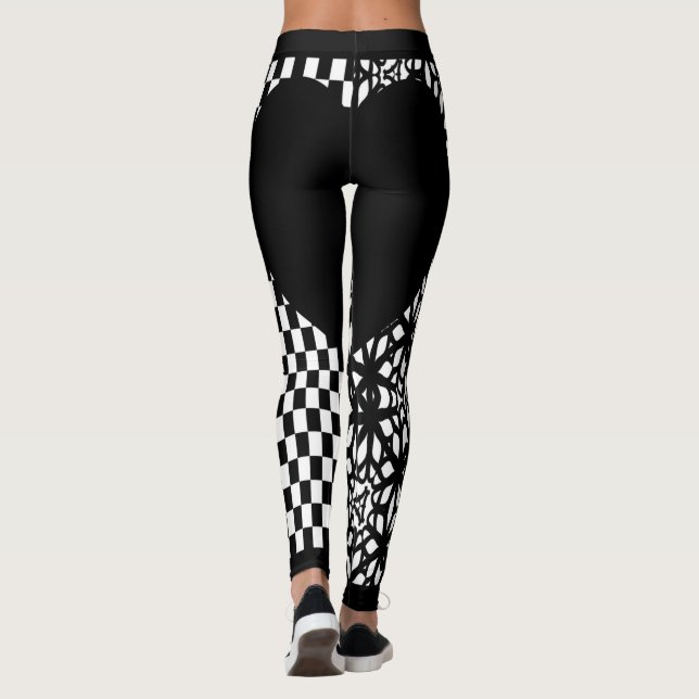 Legging Verificadores Pretos e Coração Lace (Verso)