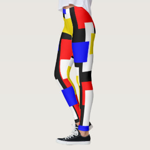 Legging Vermelho, Amarelo, Preto e Azul Geométrico