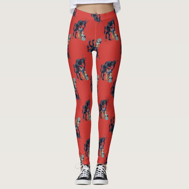 Legging vermelho antigo do krampus de natal feio (Frente)