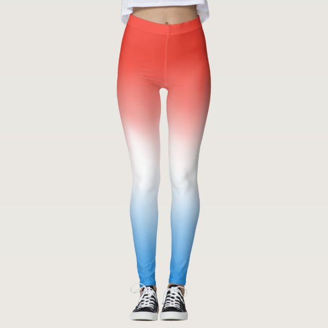 Legging Vermelho, branco e ombre patriótica azul (Frente)