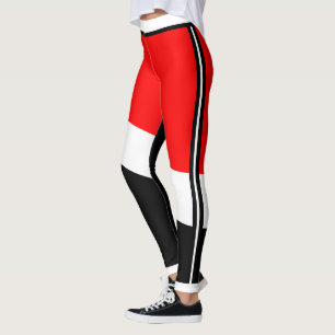 Legging Vermelho branco e preto com faixa lateral
