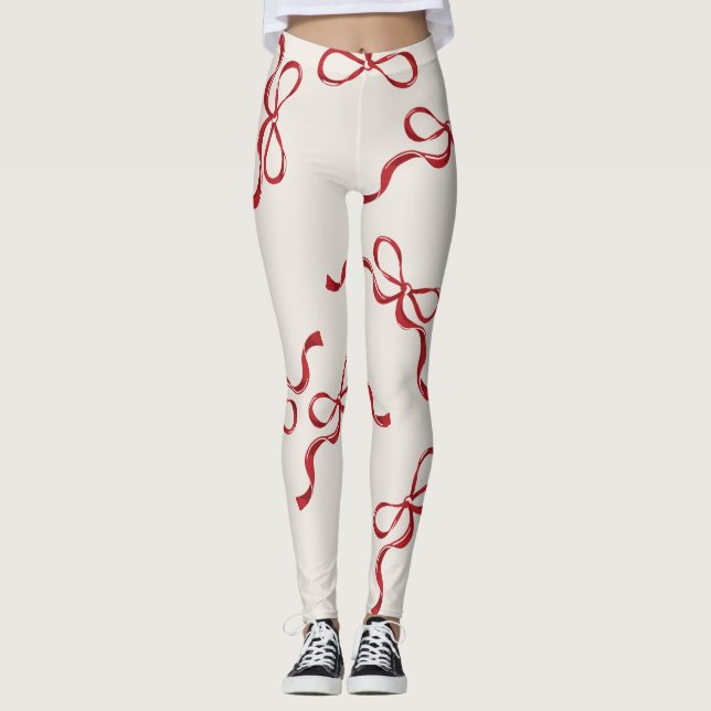 Legging Vermelho Clássico Natal de Arcos de Natal Retroati (Frente)