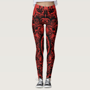Legging Vermelho com atlético Cor damasco preto