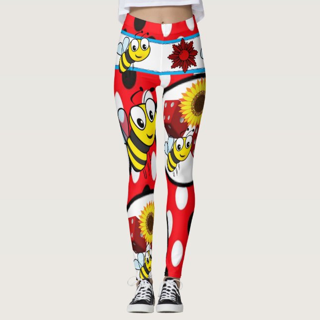 legging vermelho de adolescente comprido abelha am (Frente)