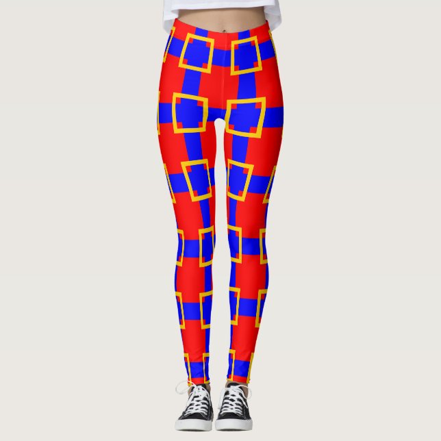 Legging vermelho e azul (Frente)
