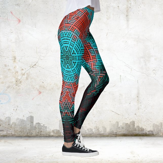Legging Vermelho e Azul de Mandala (Criador carregado)