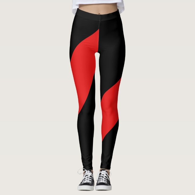Legging Vermelho e preto dinâmico atlético (Frente)