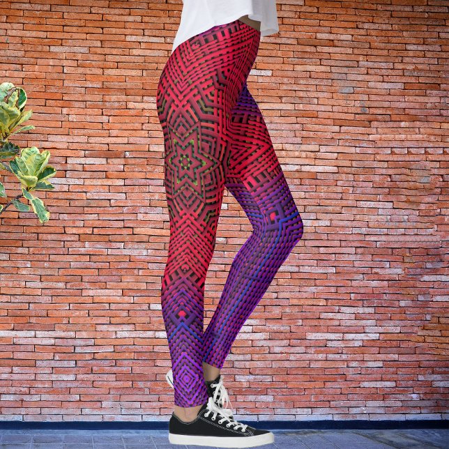 Legging Vermelho e Roxo de Mandala (Criador carregado)