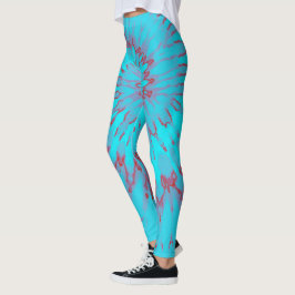 Legging Vermelho e Turquesa Spiral Tie Dye