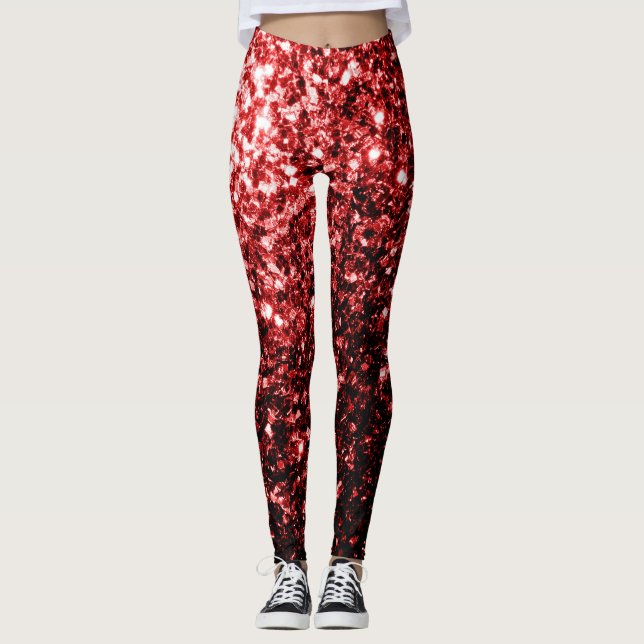 Legging Vermelho Escuro brilho Glitter glamour (Frente)