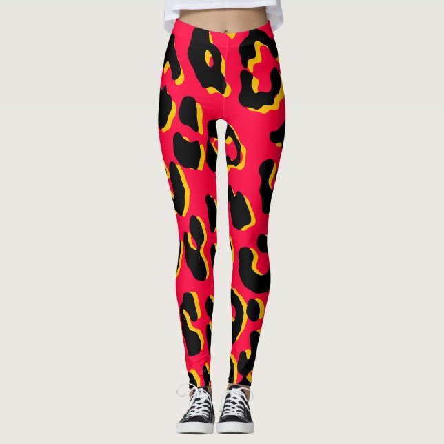 Legging Vermelho Leopardo Impresso (Frente)
