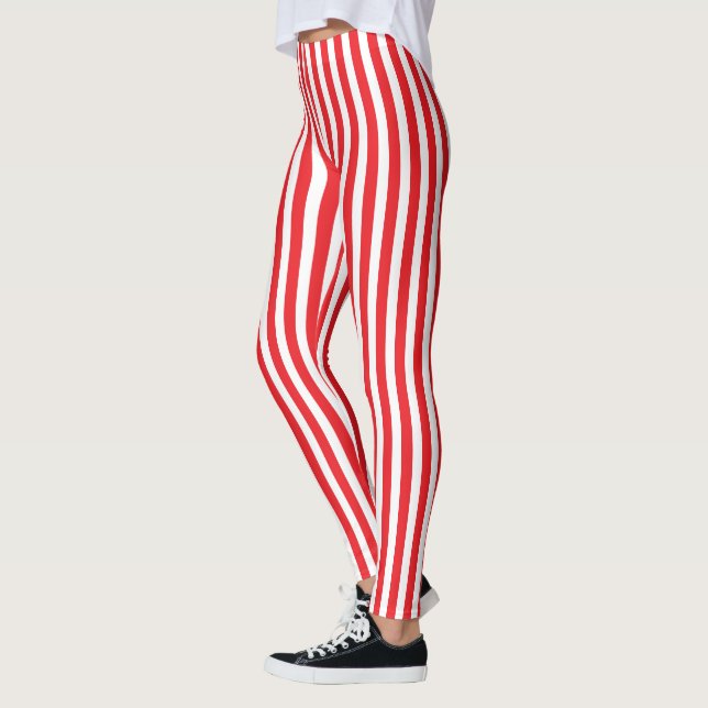 Legging Vermelho Natal e Branco Vertical Strike (Esquerda)