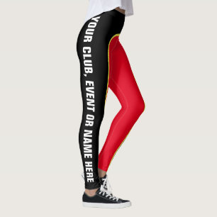 Legging Vermelho/preto/amarelo Caneleiras nomeadas