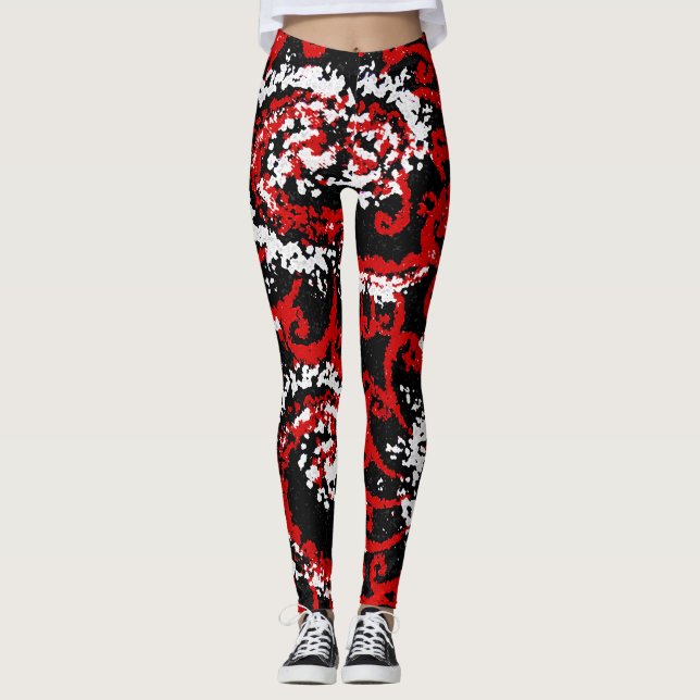 Legging Vermelho, Preto e Branco (Frente)