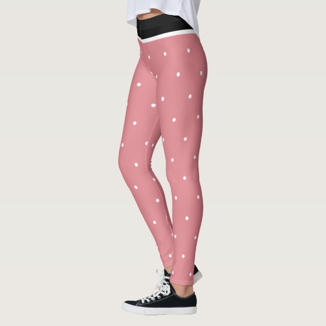 Legging Vermelho Rosa Preto Branco Pontos Polka (Esquerda)